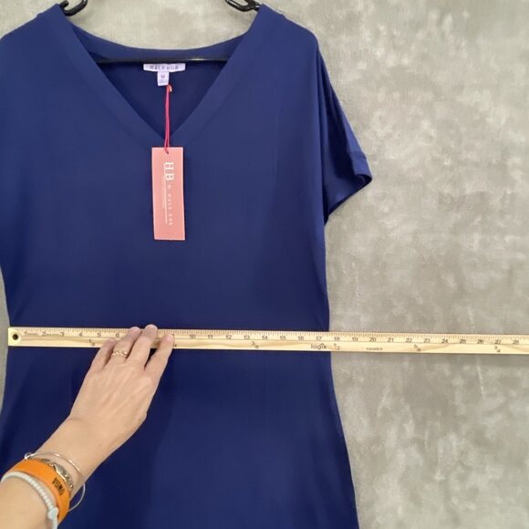NWT Hale Bob Women’s Navy Blue V Neck Sleep / Lounge Dress Modal & Spandex Knee - Picture 6 of 11